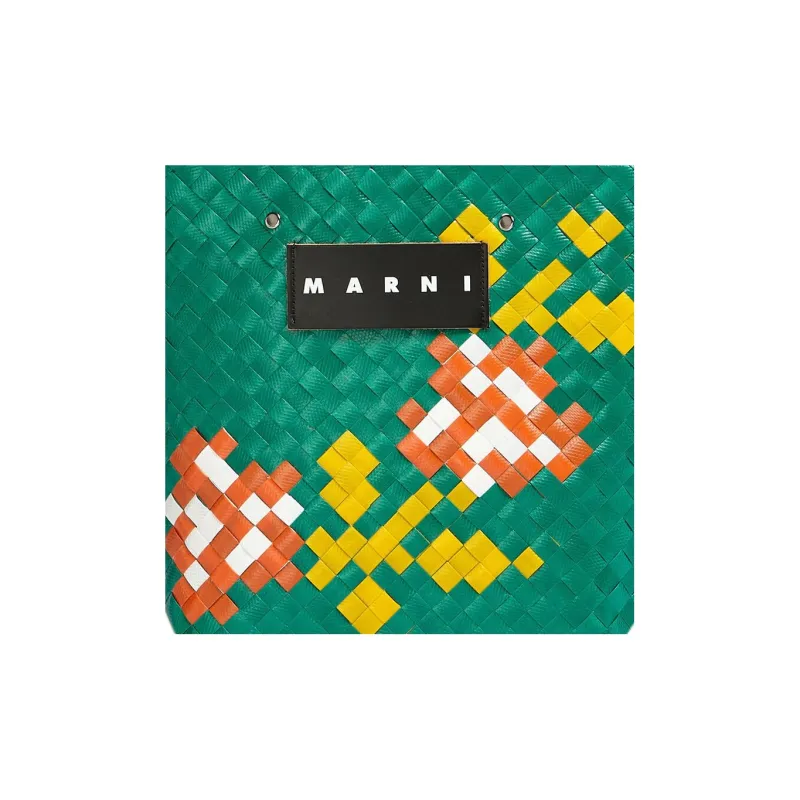 MARNI Polyester Basket Bag Handbag Small Size Women's Green/Yellow/Orange-4