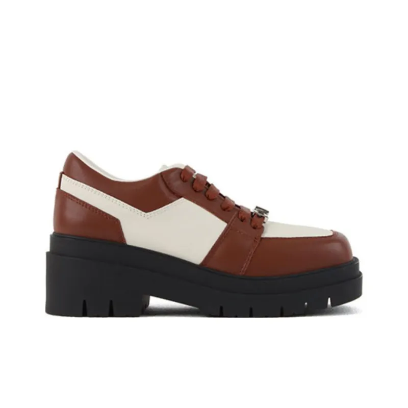 CALVINLUO Platform Shoes Unisex Coffee White-1
