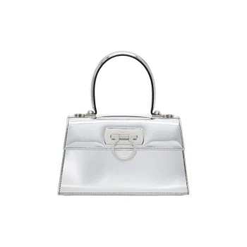 FERRAGAMO Cow Leather Shoulder Bag Crossbody Bag Handbag Women's Silver