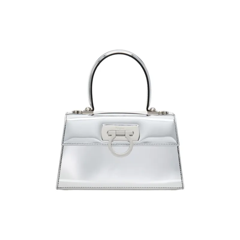 FERRAGAMO Cow Leather Shoulder Bag Crossbody Bag Handbag Women's Silver-0
