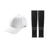 White Hats & Caps+Black Cooling Arm Sleeves