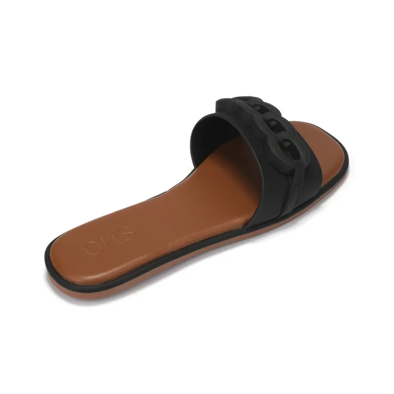 OMS Slide Slippers Women's Black/Beige-3