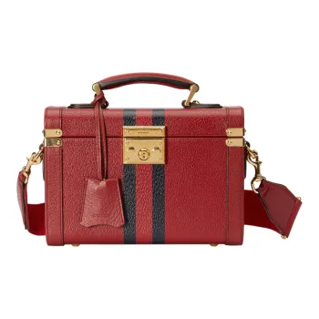 GUCCI Leather Shoulder Bag Crossbody Bag Handbag Makeup Bag Women's Red