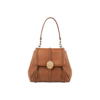 Chloe Grain Calfskin Crossbody Bag, Shoulder Bag Women's Caramel Brown