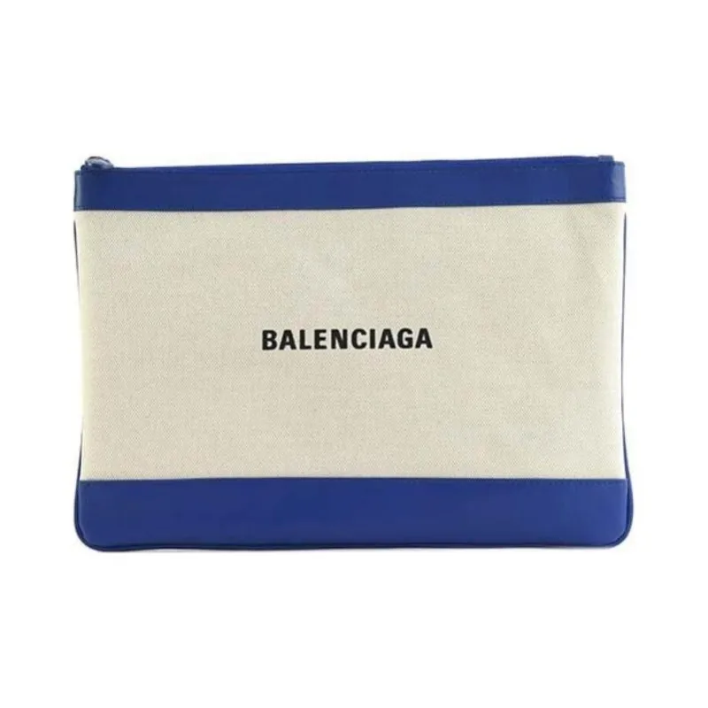 Balenciaga Canvas With Leather Canvas Bag Clutches Women's Blue/White-0
