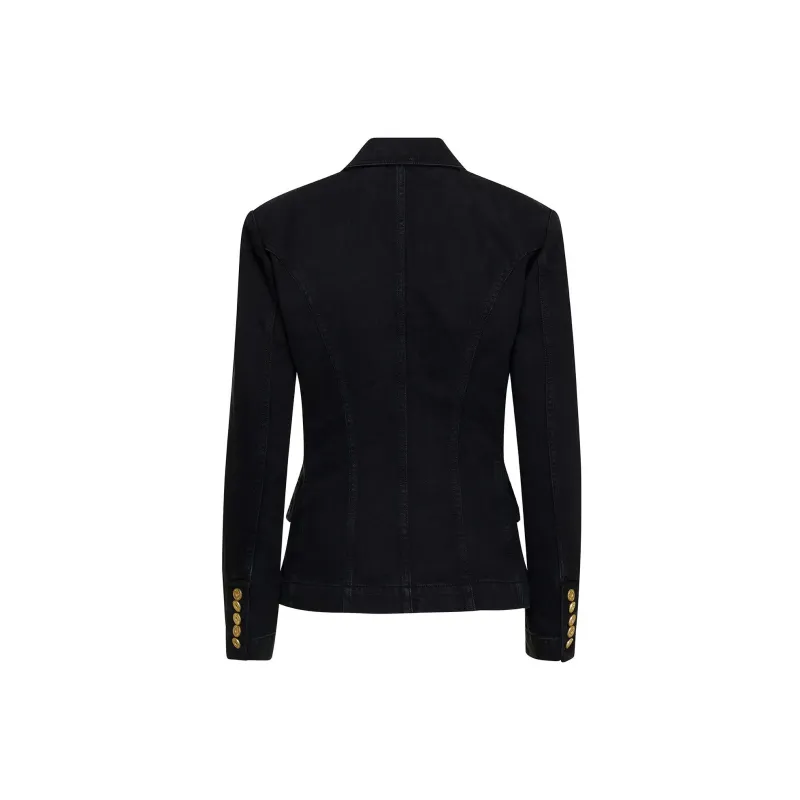BALMAIN Button Embellished Denim Jacket 'Black'-1