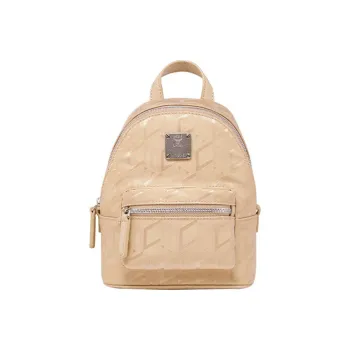 MCM Stark Visetos Fabric Backpack Mini Women's Wheat