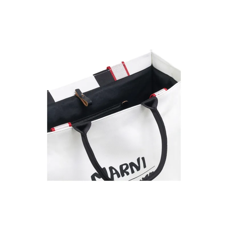 MARNI No Vacancy Inn Collaboration Canvas Bag Tote Bag Shopping Bag Handbag Men's White-3