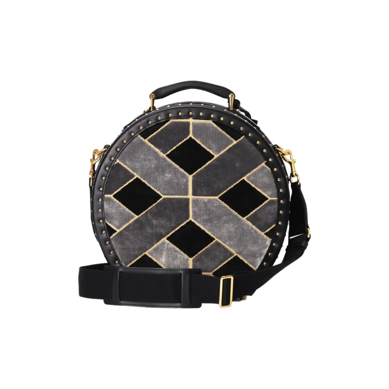 GUCCI Velvet Hats & Caps Storage Box Handbag Shoulder Bag Crossbody Bag Storage Box Small Size Women's Gray/Black-2