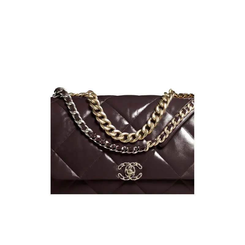 CHANEL 19Bag Lambskin Shoulder Bag, Crossbody Bag Women's Brown-1