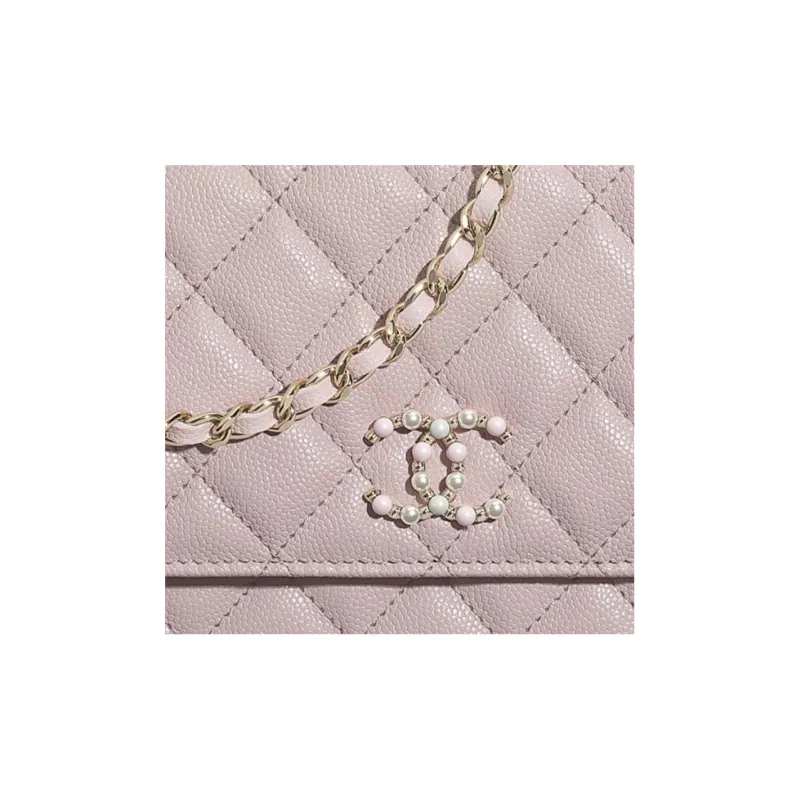 CHANEL WOC Grain Embossed Calfskin Shoulder Bag, Crossbody Bag Women's Light Pink-4