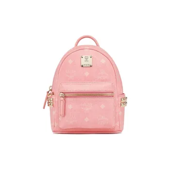 MCM Stark Visetos Artificial Leather Crossbody Backpack Mini Women's Cherry Blossom Pink