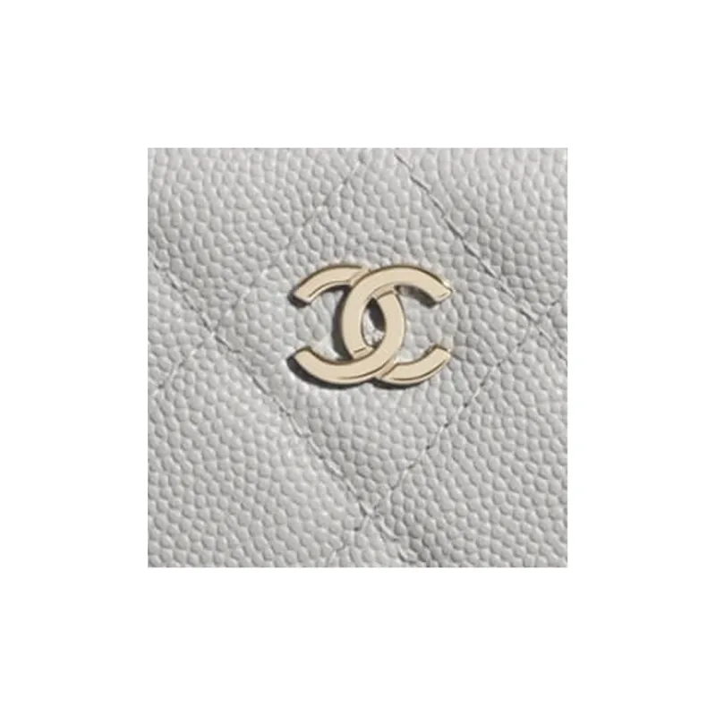 CHANEL Grain Embossed Caviar Calfskin & Metal Wallet Women's Gray-4