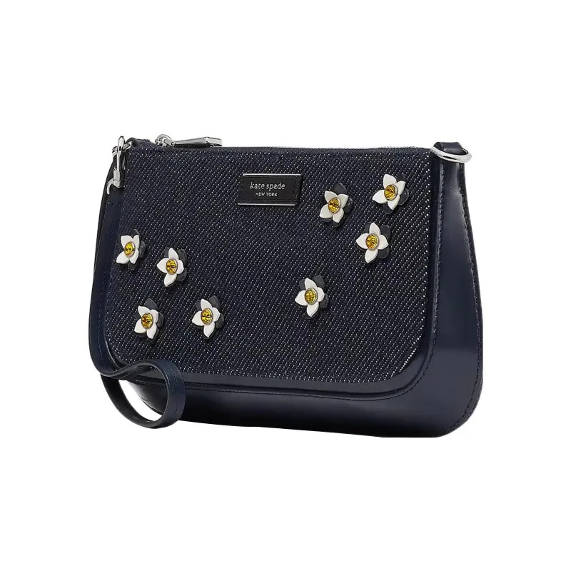 Kate Spade Sam Denim With Leather Clutch Handbag Shoulder Bag Women's Midnight Blue-1