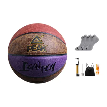 PEAK PU Basketball Brown/Purple/Red Size 7 Training Unisex