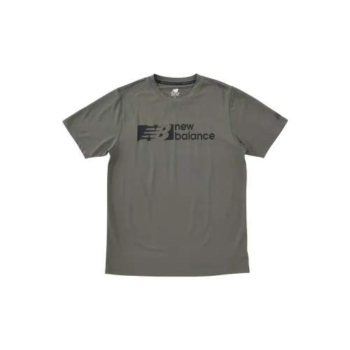 New Balance T-Shirts Men Dark Olive Green