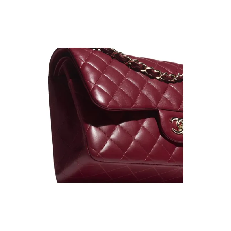CHANEL Classic Flap CF Sheepskin Shoulder Bag, Crossbody Bag Tubas Women's Burgundy-2