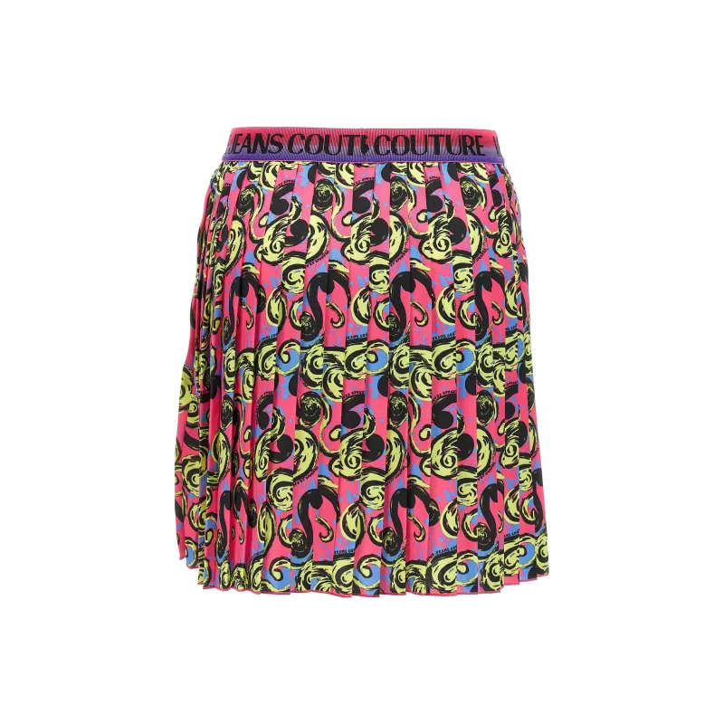 VERSACE JEANS COUTURE Baroque print Pleated Miniskirt-1