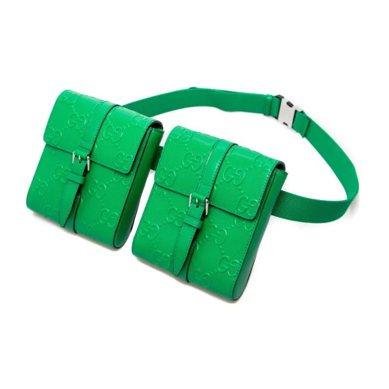 GUCCI Leather 2 in 1 Sling Bag Shoulder Bag Crossbody Bag Fanny Pack Unisex Green-1