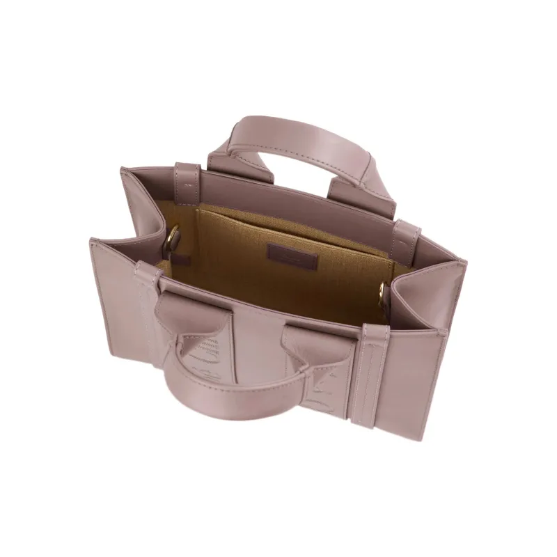 Chloe Woody Smooth Calf Leather Tote Bag Shopping Bag Shoulder Bag Crossbody Bag Handbag Small Size Women's Purple-3