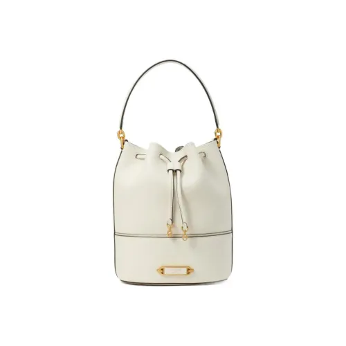 Kate Spade Litchi Grain Leather Bucket Bags Handbags Shoulder Bags Medium Size Women's Halo White
