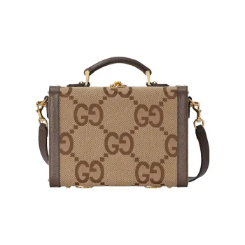 GUCCI Canvas With Leather Makeup Bag Shoulder Bag Crossbody Bag Handbag Women's Camel