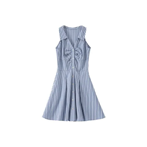 BANANA CICI Sleeveless Dresses Women's Blue Stripes