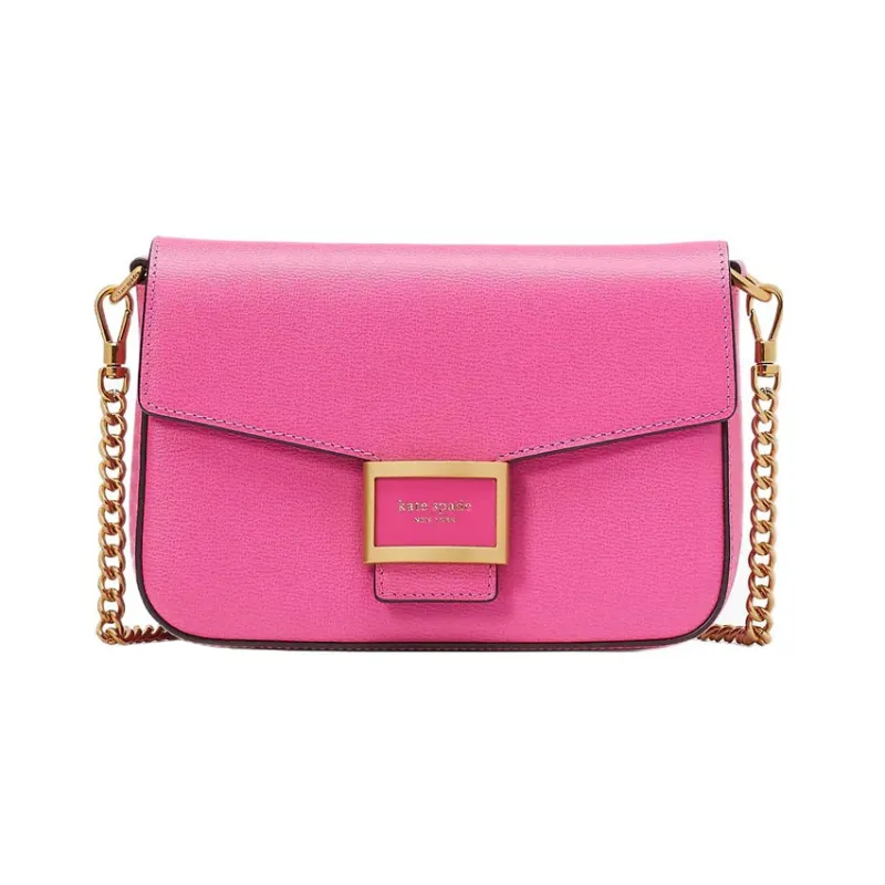 Kate Spade Katy Textured Leather Messenger Bag, Shoulder Bag, Crossbody Bag Small Size Women's Rouge Pink-0