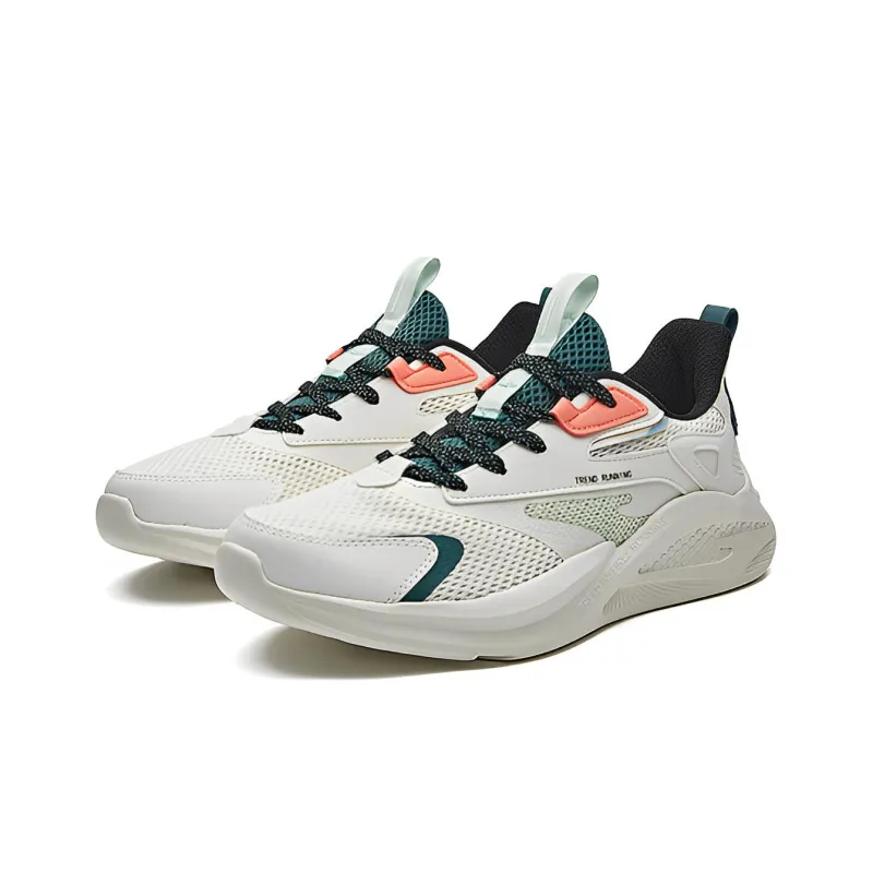 Erke Cushioned Anti Slip And Wear Resistant Lightweight Low Top Casual Running Shoes Men's Ivory-3