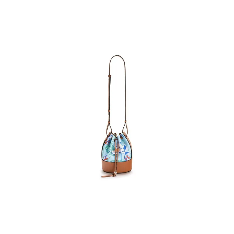 LOEWE Canvas With Calfskin Bucket Bag, Shoulder Bag, Crossbody Bag Small Size Women's Blue/Brown-1