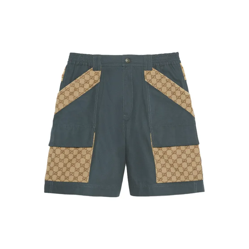 GUCCI Cotton Canvas Bermuda Gg Insert Shorts-0