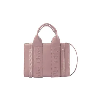 Chloe Woody Smooth Calf Leather Tote Bag Shopping Bag Shoulder Bag Crossbody Bag Handbag Mini Women's Purple