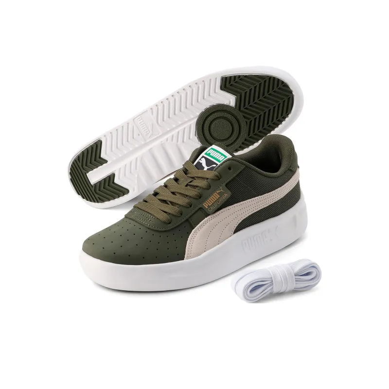 PUMA California Lwt Anti Slip Wear Resistant Low Top Skateboard Shoes Women's Green White-2