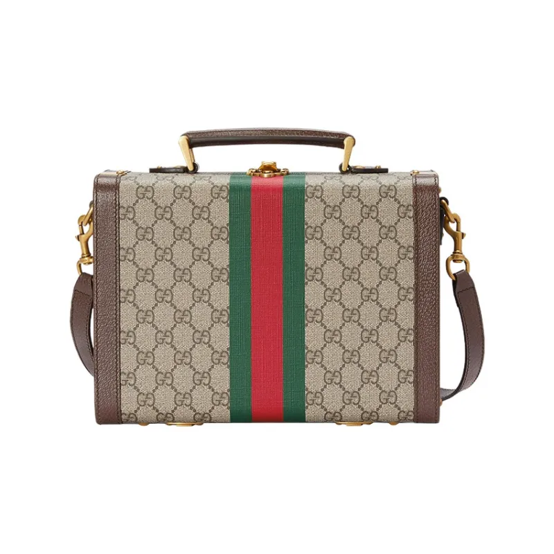 GUCCI Canvas With Leather Shoulder Bag, Crossbody Bag, Handbag Tubas Women's Brown-0