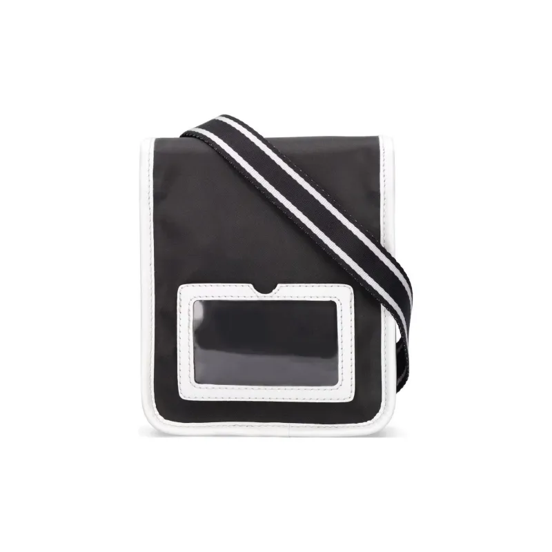 MOSCHINO Patchwork Cow Leather Crossbody Bag Shoulder Bag Men's Black-4