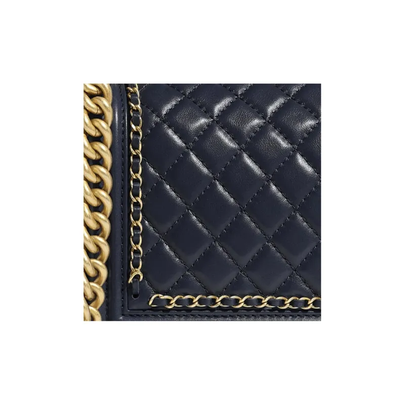 CHANEL Leboy Calfskin Flap Bag, Shoulder Bag, Crossbody Bag Women's Marine Blue-3