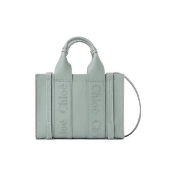 Chloe Woody Smooth Calf Leather Tote Bag Shopping Bag Shoulder Bag Crossbody Bag Handbag Mini Women's Green