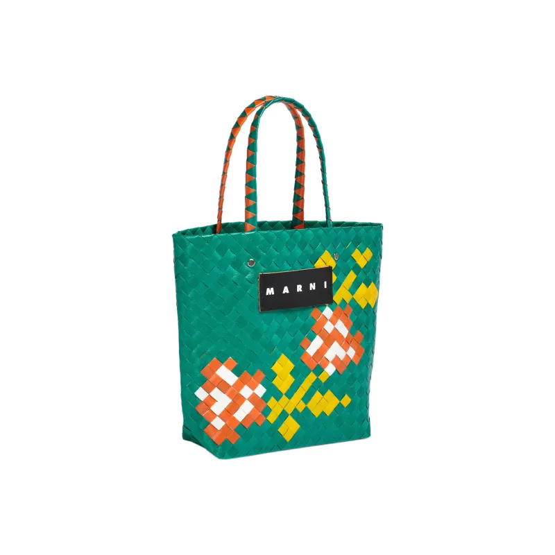 MARNI Polyester Basket Bag Handbag Small Size Women's Green/Yellow/Orange-2