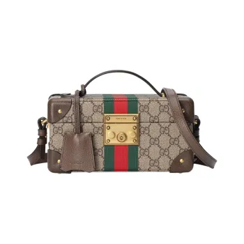 GUCCI Canvas With Leather Makeup Bag Handbag Shoulder Bag Crossbody Bag Women's Beige/Ebony