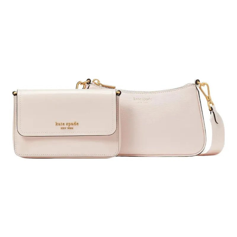 Kate Spade Patent Leather With Cross Grain Leather Combo Bag, Shoulder Bag, Crossbody Bag Regular Women's Pink-2