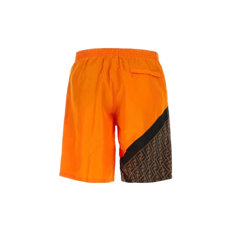 FENDI SS23 Men's Drawstring Swim Shorts Orange-1
