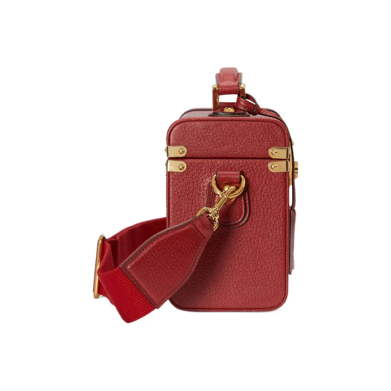 GUCCI Leather Shoulder Bag Crossbody Bag Handbag Makeup Bag Women's Red-3