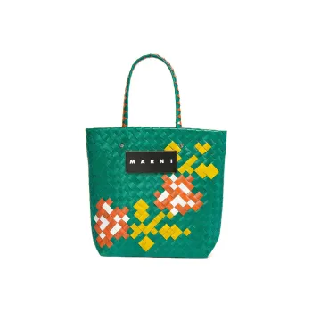 MARNI Polyester Basket Bag Handbag Small Size Women's Green/Yellow/Orange