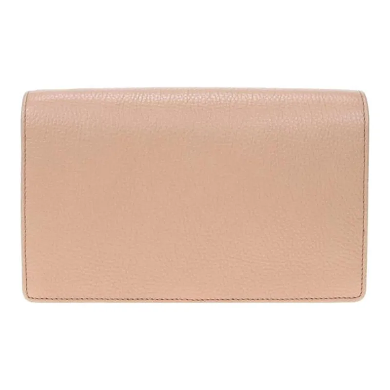 GUCCI Litchi Grain Leather Shoulder Bag Crossbody Bag Women's Light Brown-3