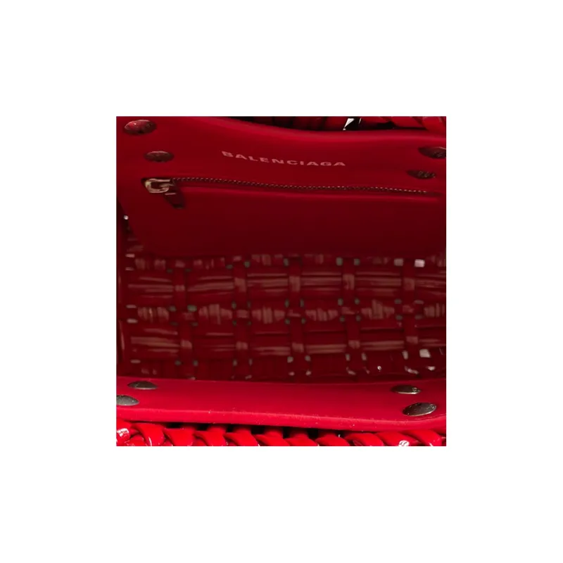 Balenciaga BISTRO Other One Shoulder Crossbody Basket Handbag Extra Small Women's Red-4