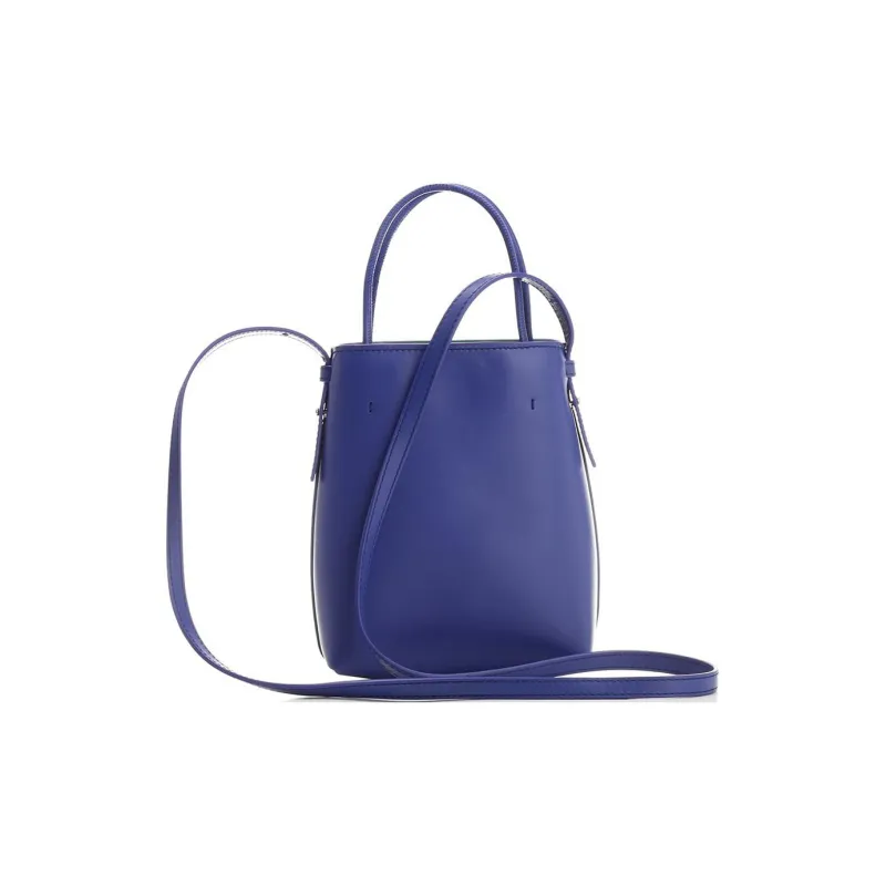 Chloe Cow Leather Bucket Bag Handbag Shoulder Bag Crossbody Bag Women's Blue-2