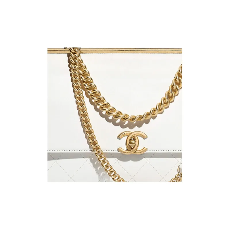 CHANEL Trendy Cc Lambskin Shoulder Bag, Crossbody Bag, Handbag Tubas Women's White-3