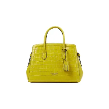 Kate Spade Knott Crocodile Embossed Leather Dome Bag Shoulder Bag Crossbody Bag Handbag Medium Size Women's Yellow