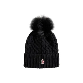 Moncler Cable Knit Pom Pom Beanie Hat