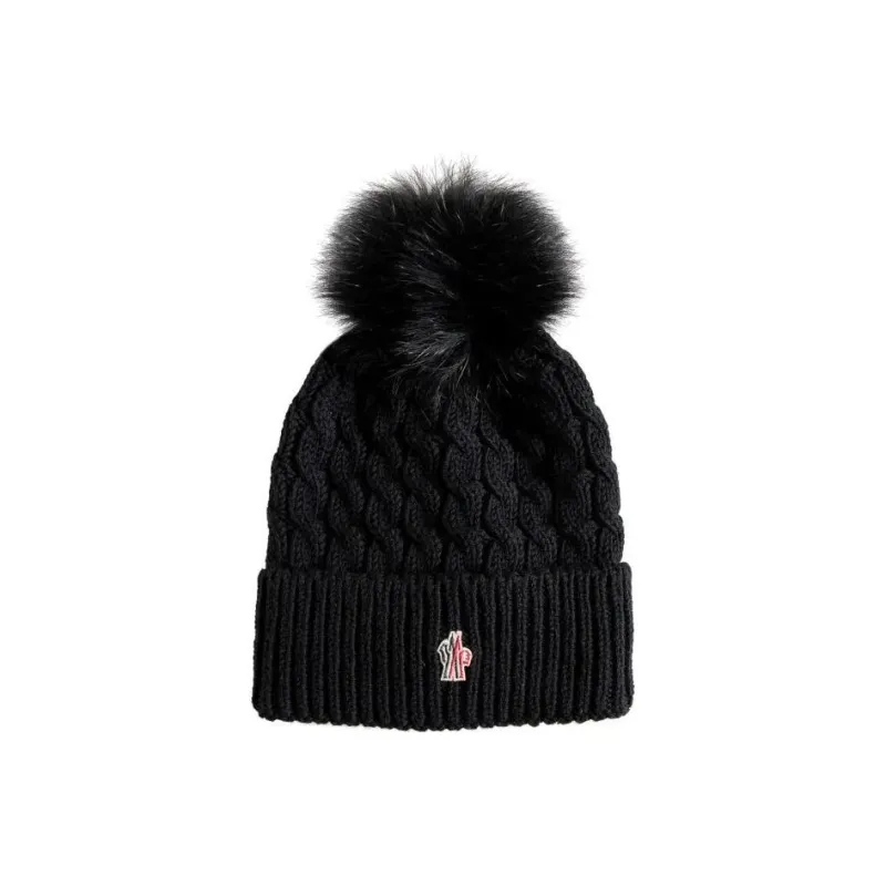 Moncler Cable Knit Pom Pom Beanie Hat-0